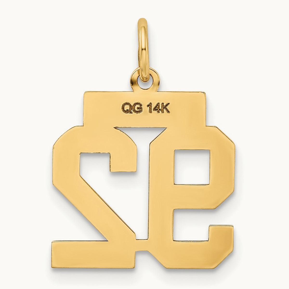 Small Polished Number 92 Charm, 14K