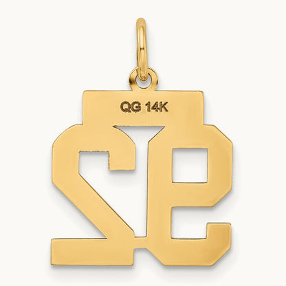 Small Polished Number 92 Charm, 14K
