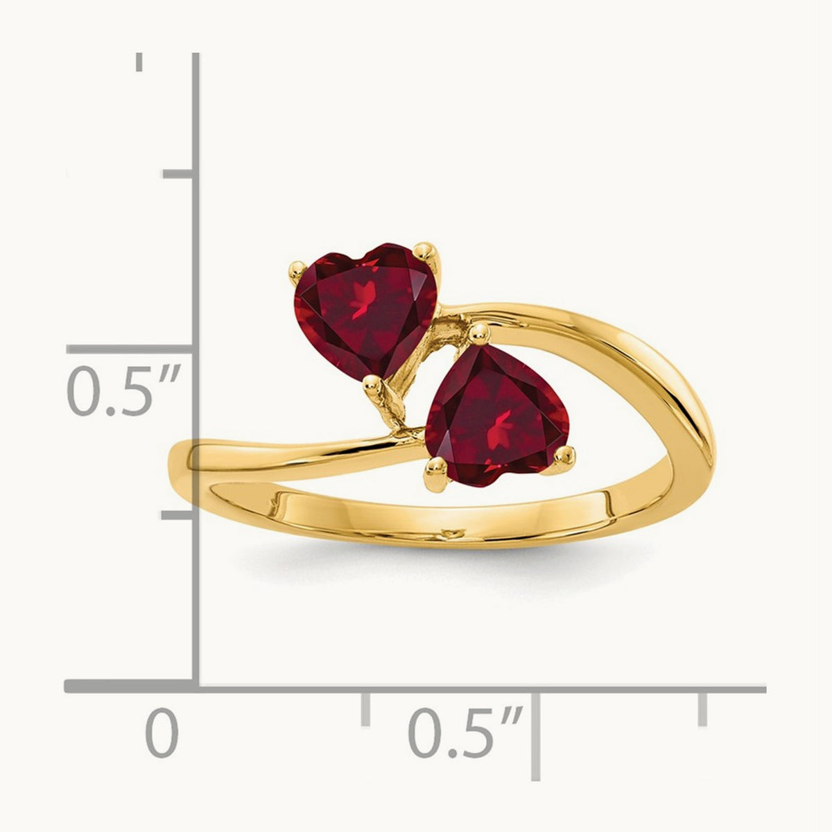 Heart Created Ruby ring — 14K Yellow Gold