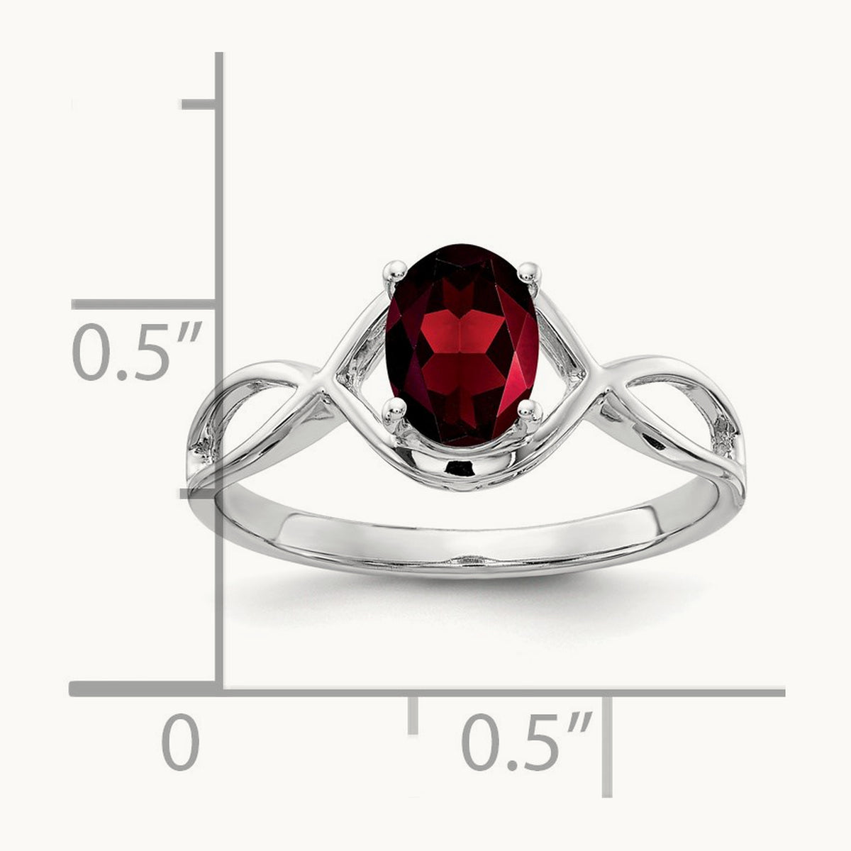 7x5mm Oval Garnet Ring, 14K White Gold