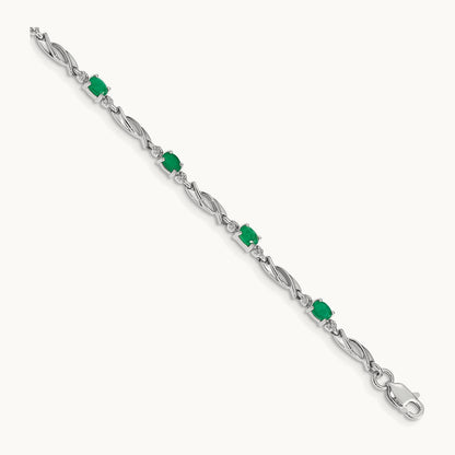 Diamond and Emerald Bracelet, 14K White Gold