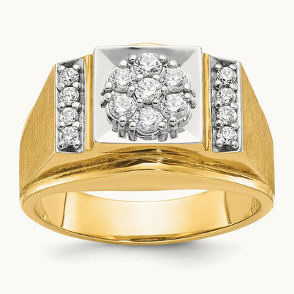 IBGoodman Men's Polished and Satin Diamond Cluster Ring, 14K Two-tone
