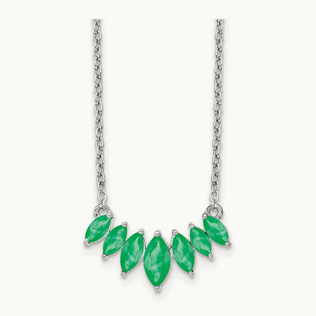 Marquise Emerald 18 inch Necklace, 14K White Gold