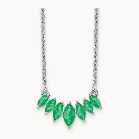 Marquise Emerald 18 inch Necklace, 14K White Gold