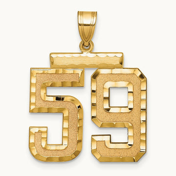 Large Brushed Diamond-cut Number 59 Charm, 14K