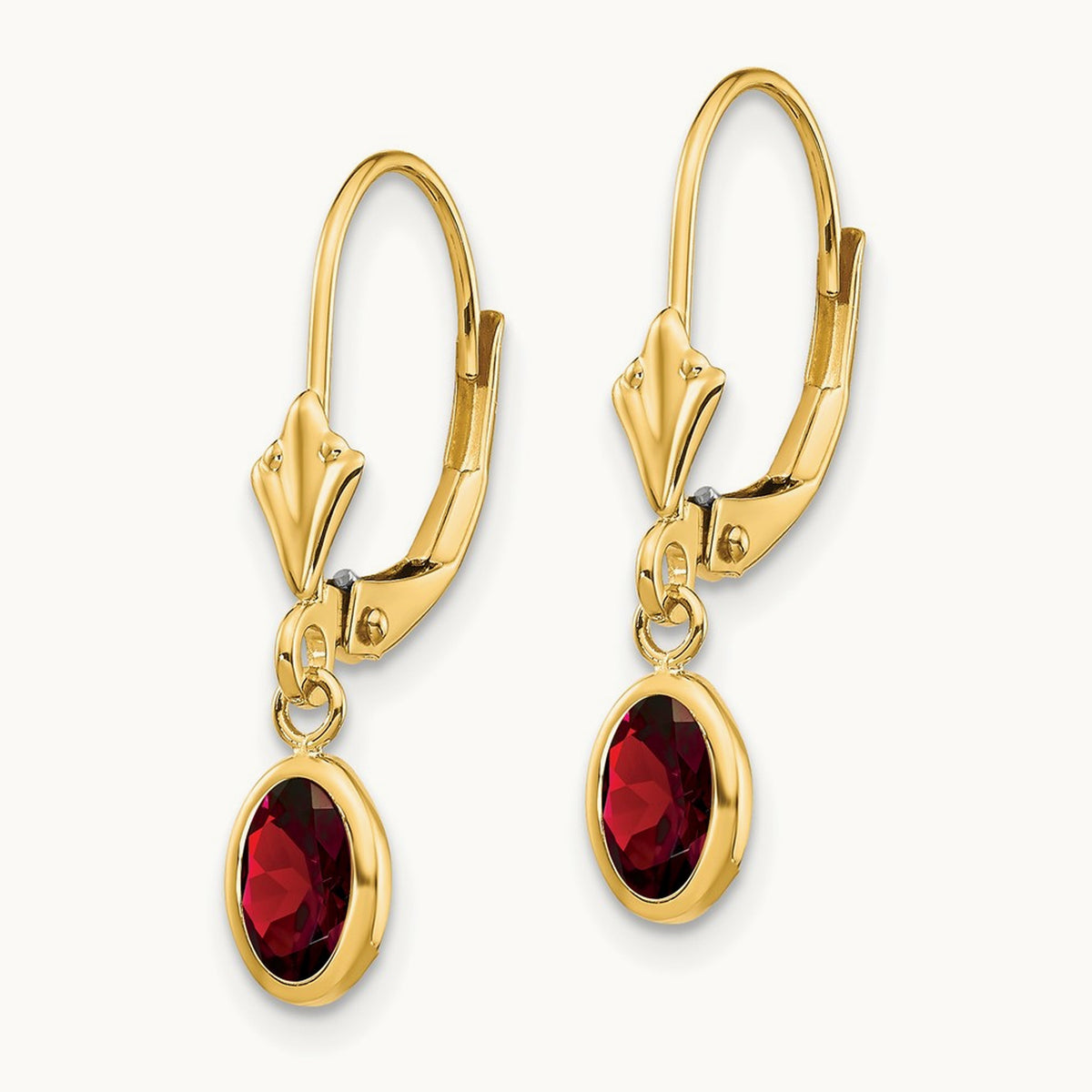 6x4mm Garnet/January Earrings, 14K