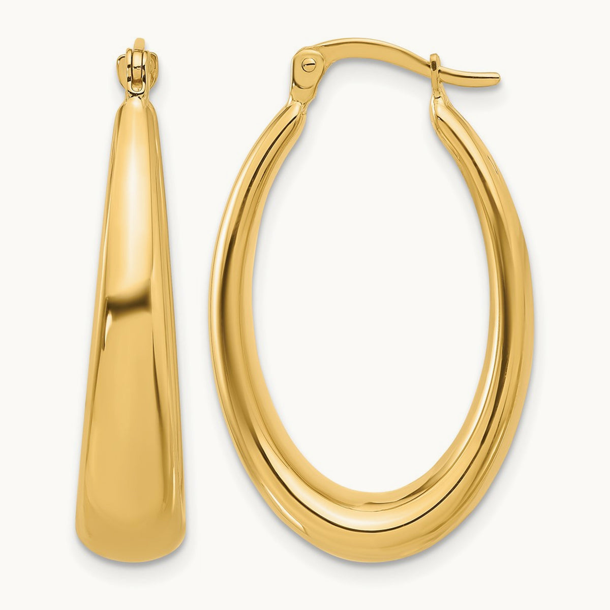 Polished Oval Hoop Earrings, 14K — Leslie's