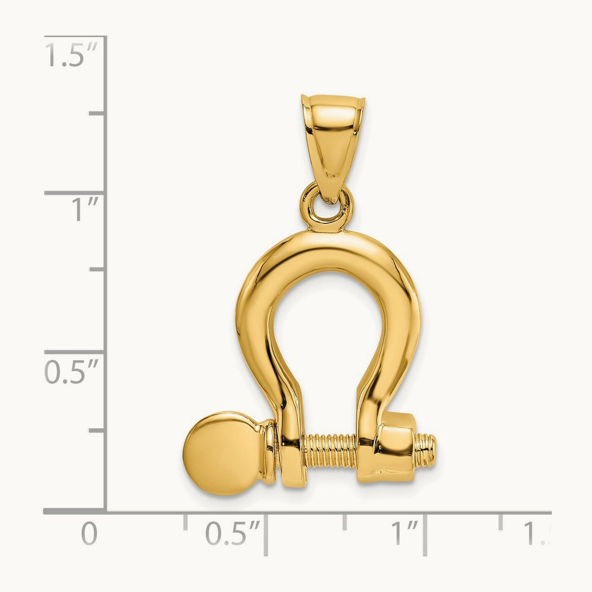 3-D Large Shackle Charm, 14K