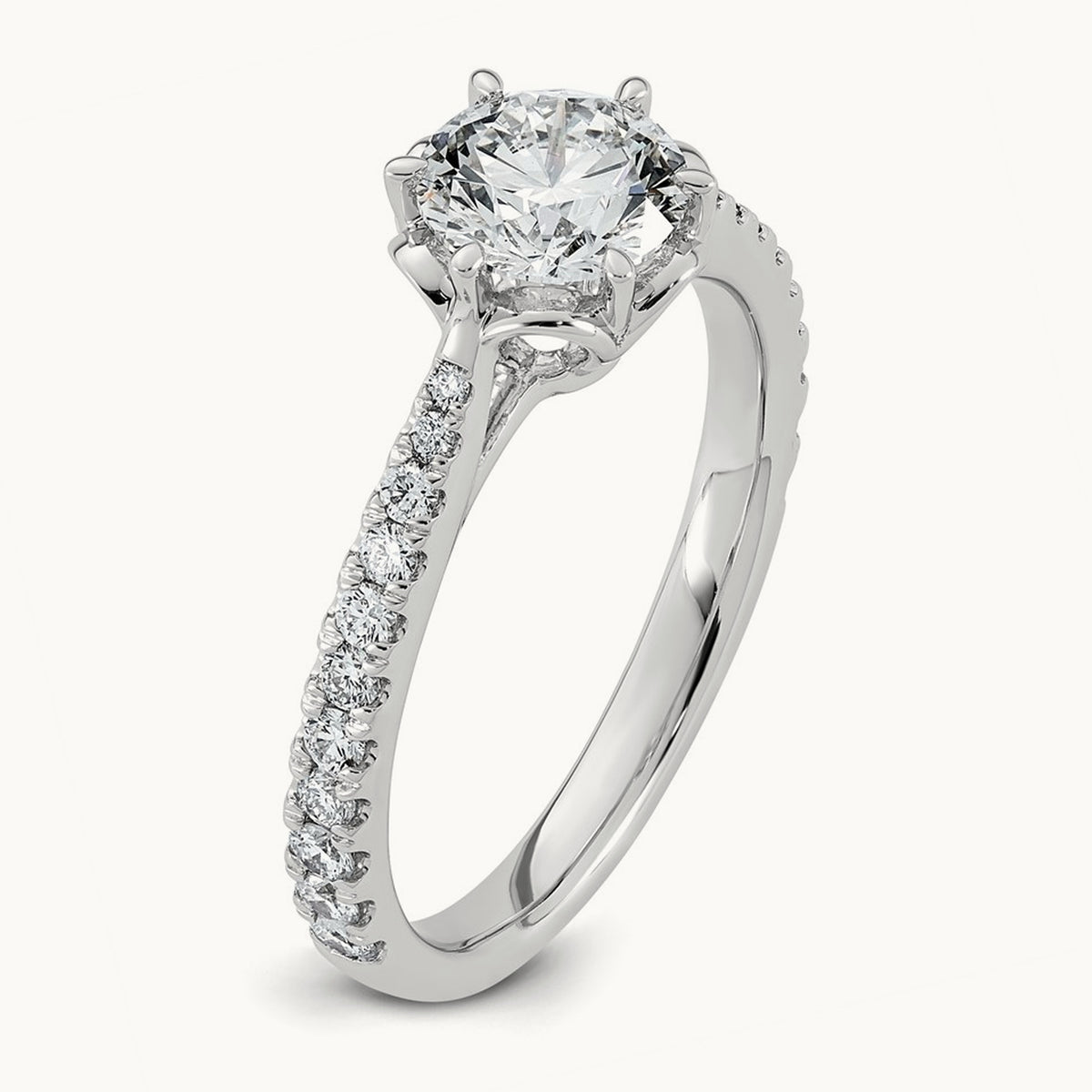 Round Center 6-Prong Ring, 1 1/3-3 ct Lab-Grown Diamond