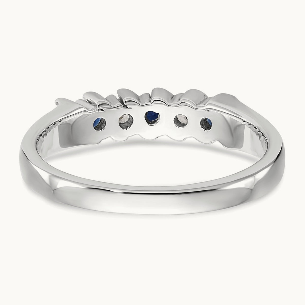 Diamond with Sapphire Band — 14K White Gold, 0.09 ct, 7