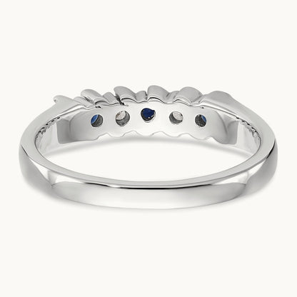 Diamond with Sapphire Band — 14K White Gold, 0.09 ct, 7