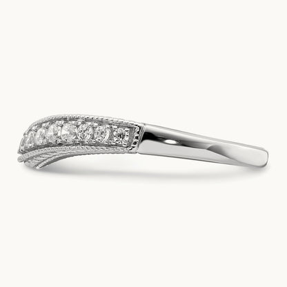 Contoured Diamond Wedding Band, 14K White Gold