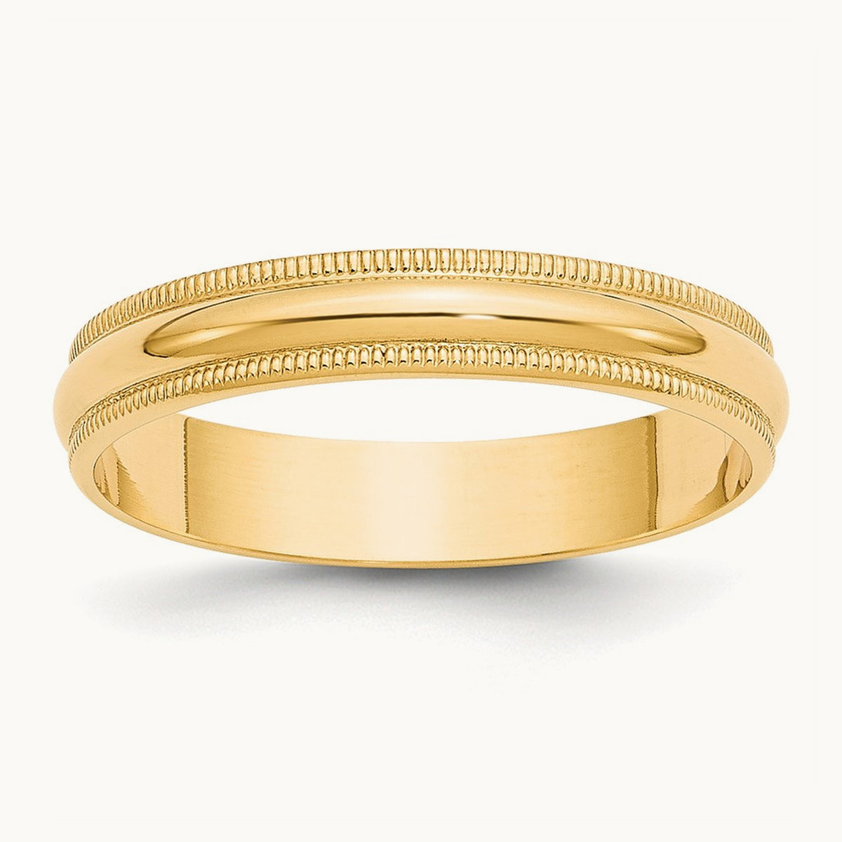 Lightweight Milgrain Half Round Band — 14K Yellow Gold, 4mm
