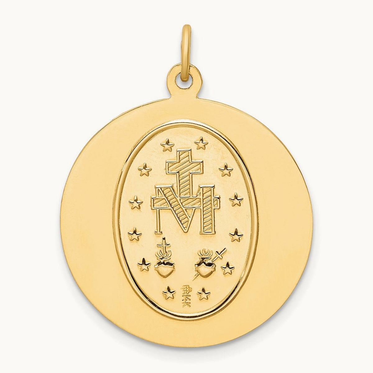 Solid Polished/Satin Round Miraculous Medal, 14K