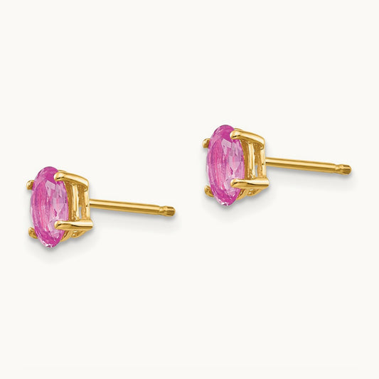 Sapphire Post Earrings, 14K Pink
