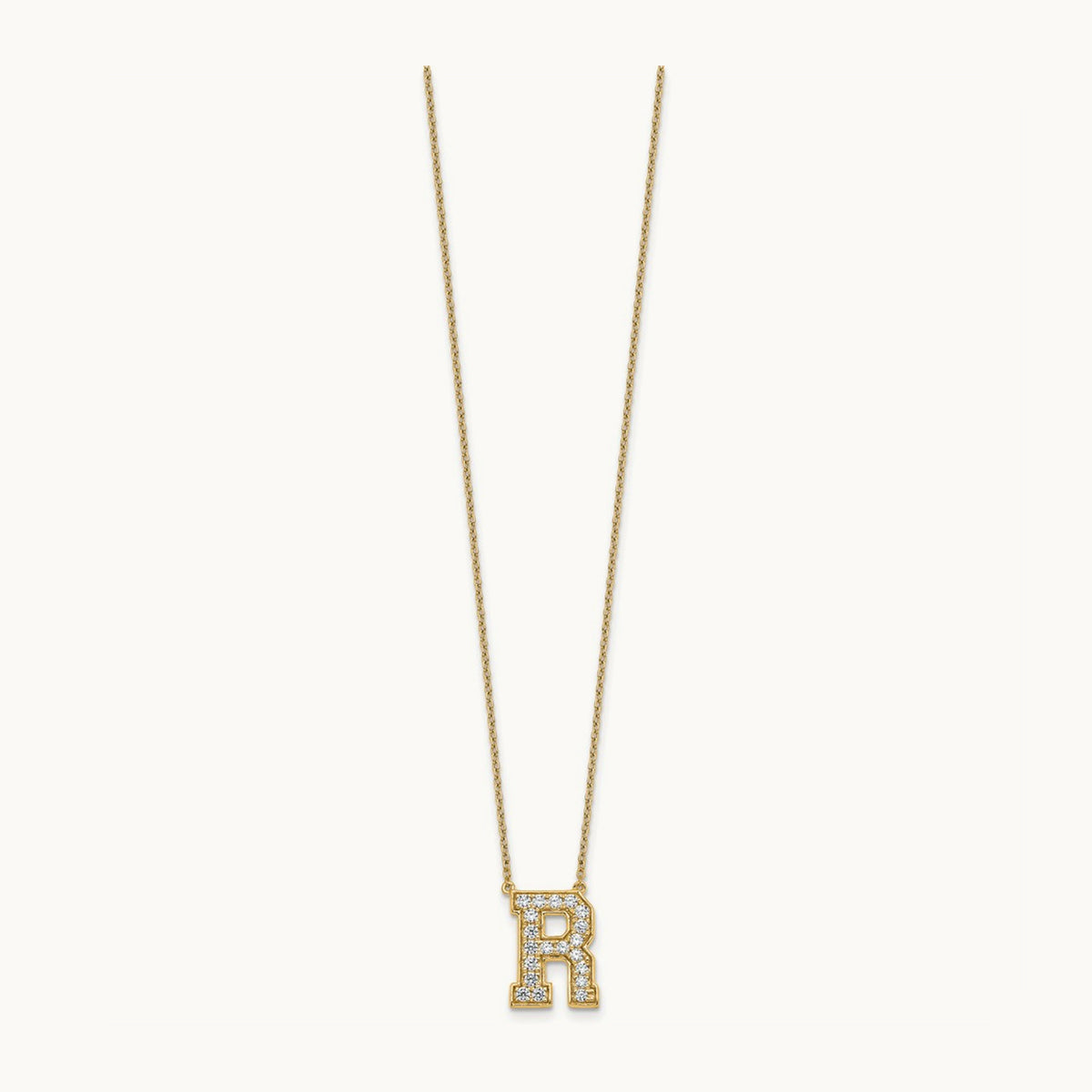 Initial Necklace — 14K Yellow Gold, R, 1/2 ct