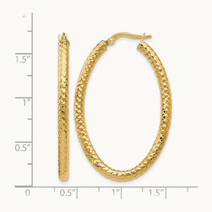 ForeverLite Polished and Textured Oval Hoop Earrings, 14K — Leslie's