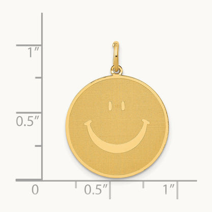 Solid Polished Smiley Face Pendant, 14K