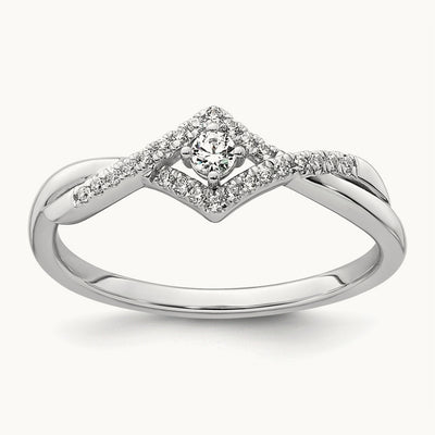 Complete Diamond CrissCross Promise Ring, 14K White Gold