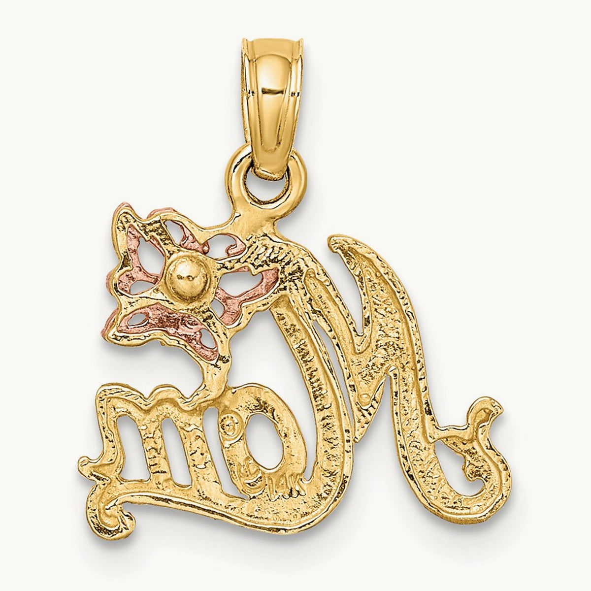 MOM w/ Butterfly Charm, 14K Two-tone