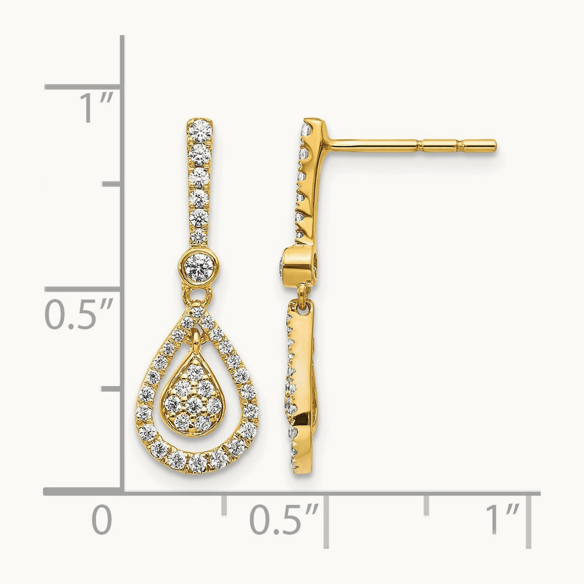 Diamond Fancy Teardrop Dangle Post Earrings, 14K