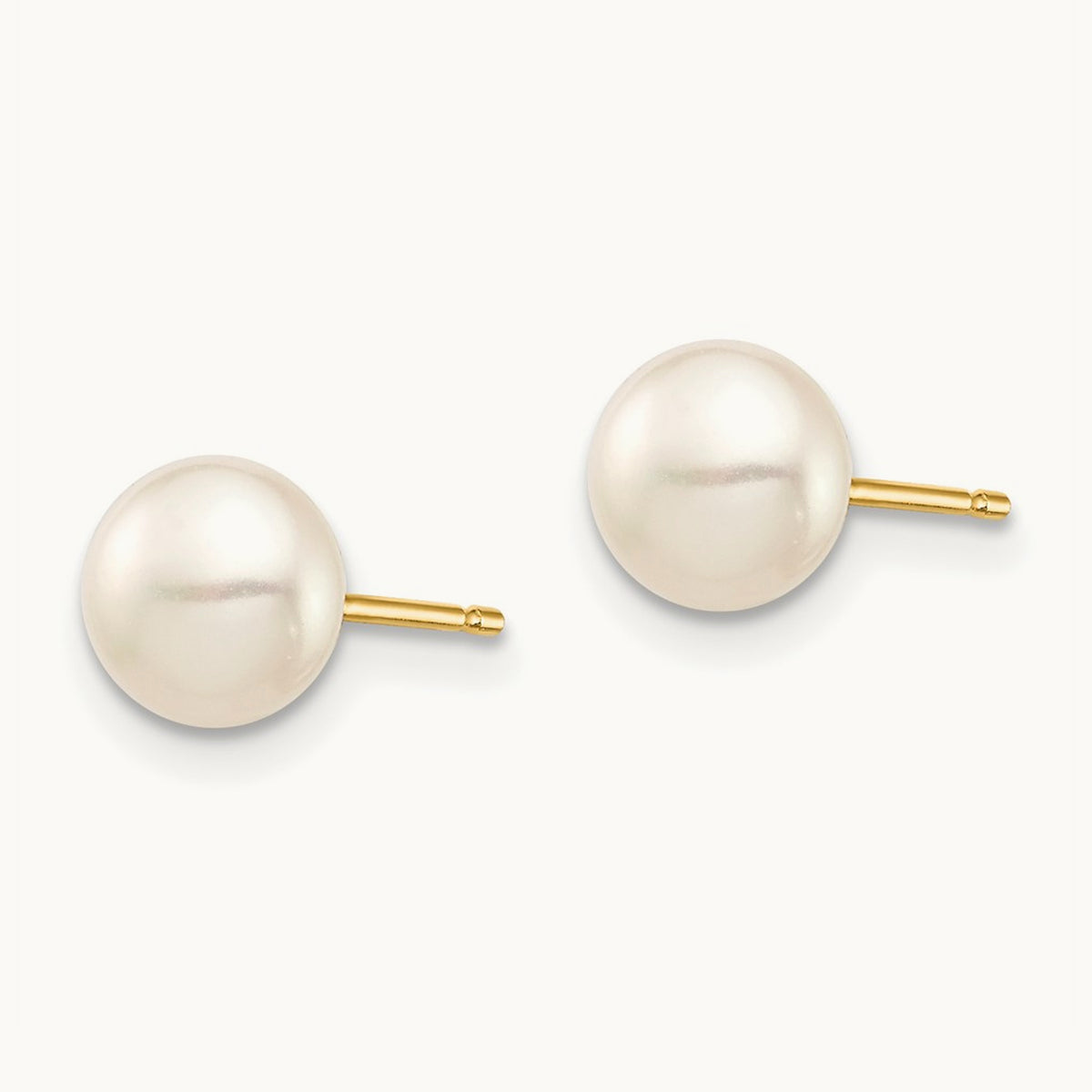 Madi K 6- White Button Freshwater Cultured Pearl Stud Post Earrings, 7mm, 14K