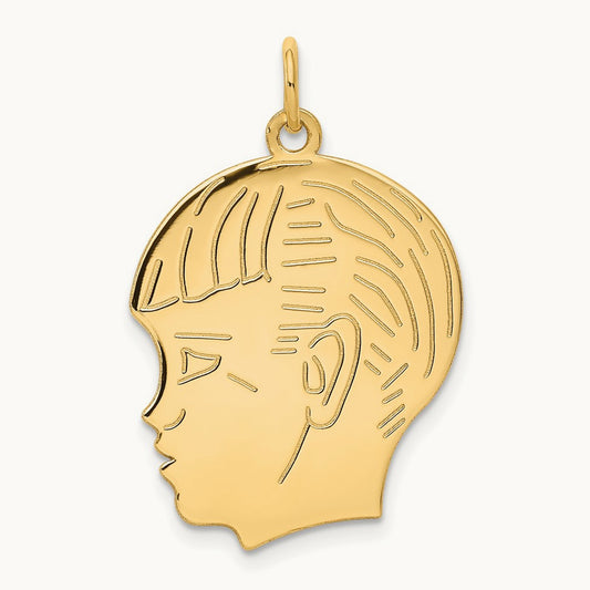 .018 Depth Engravable Boy Head Charm — 30mm