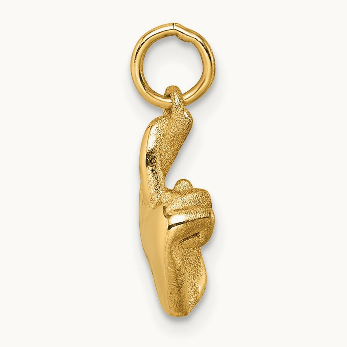 Polished Fingers Crossed Hand Pendant, 14K