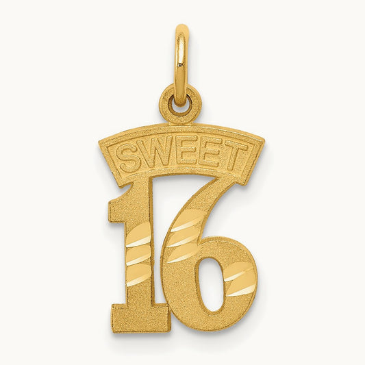 SWEET 16 Charm — 14K Yellow Gold