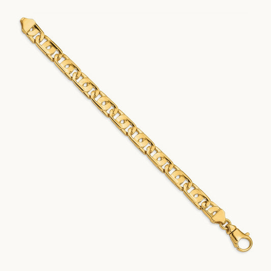 Hand-polished Fancy Link Bracelet, 10mm, 14K