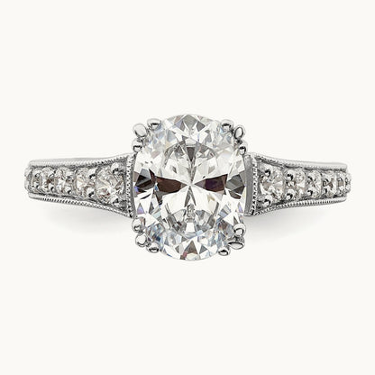 1 1/2ct Oval Semi-Mount Engagement Dia Ring, 14K White Gold