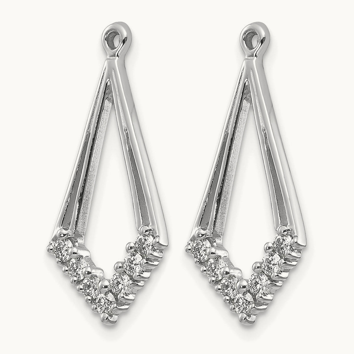 AA Diamond Shaped Diamond Earring Jacket, 14K White Gold