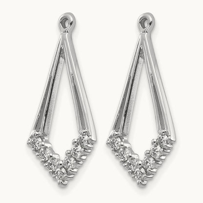 AA Diamond Shaped Diamond Earring Jacket, 14K White Gold