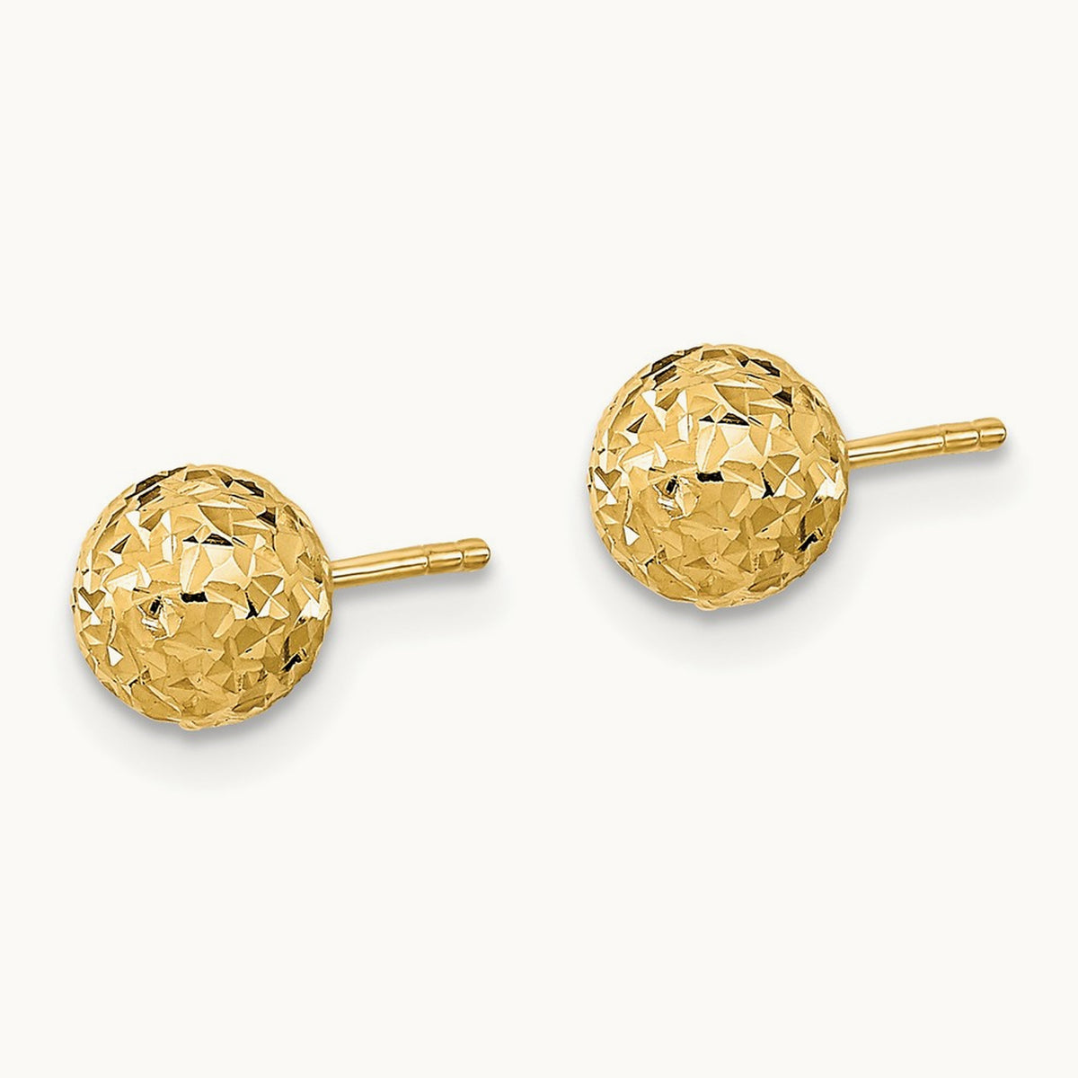 Diamond-Cut Ball Post Earrings — 14K Yellow Gold