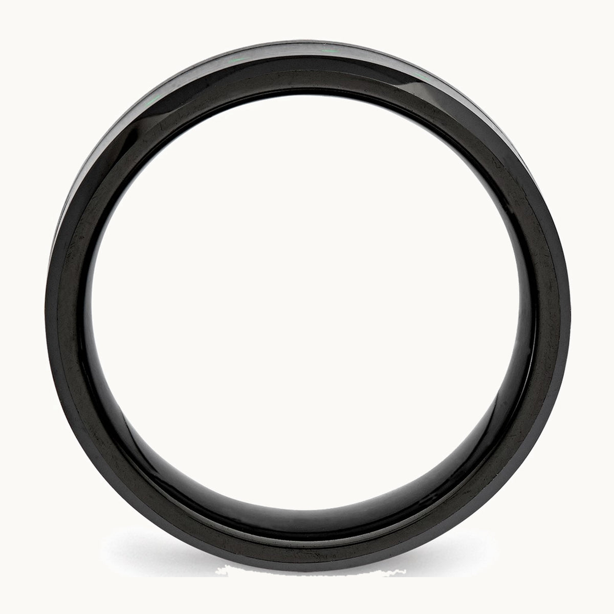 Chisel Ceramic Black with Green Carbon Fiber Inlay Beveled Edge Ring