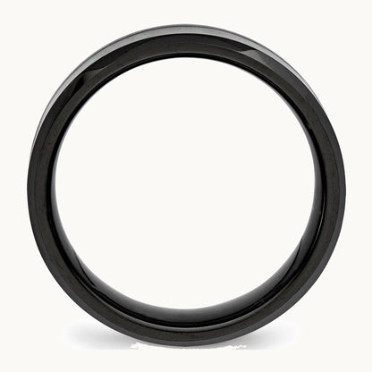 Chisel Ceramic Black with Green Carbon Fiber Inlay Beveled Edge Ring