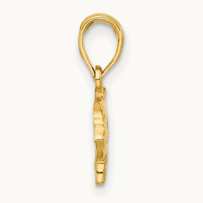 Polished Dolphin with Cut-out Baby Dolphin Pendant, 14K