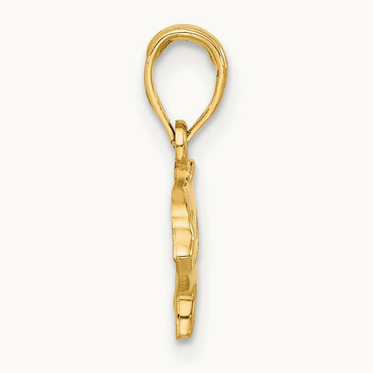 Polished Dolphin with Cut-out Baby Dolphin Pendant, 14K
