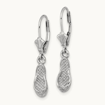Flip Flop Leverback Earrings, 14K White Gold