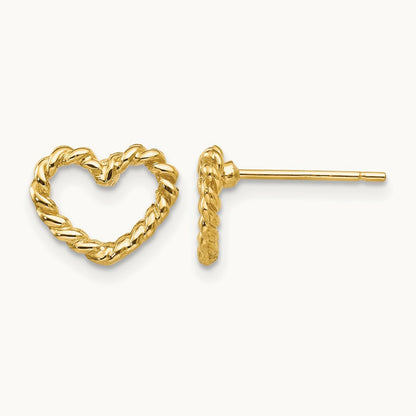 Heart Post Earrings, 14K