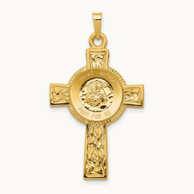 Cross w/St Anthony Medal Pendant, 14K