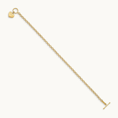 Puffed Mom Heart Toggle Bracelet, 14K