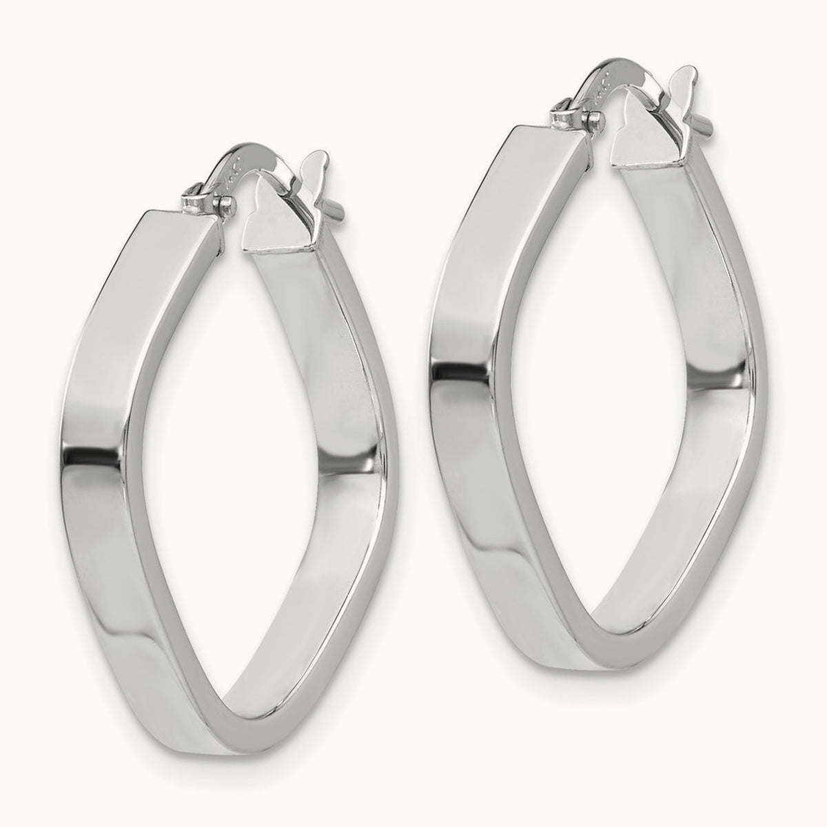 Flat Edge Square Hoop Earrings — 14K White Gold