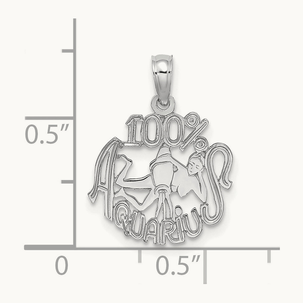 100% AQUARIUS Zodiac Charm — 14K White Gold