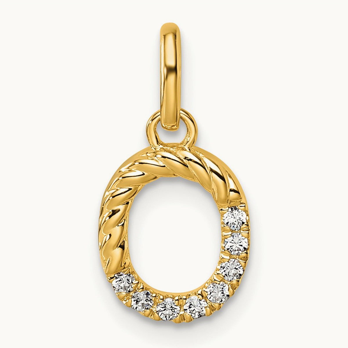Twisted Diamond Charm — 14K Yellow Gold, O