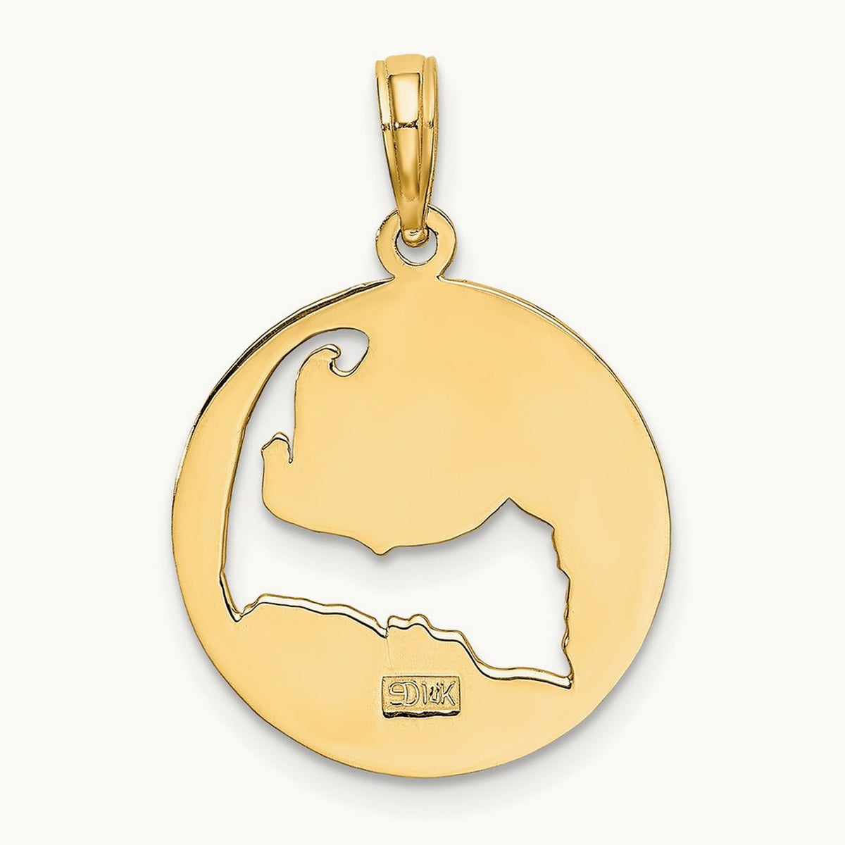 Polished Cut-Out CAPE COD Map Charm, 14K
