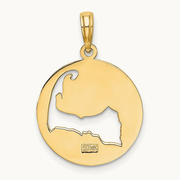 Polished Cut-Out CAPE COD Map Charm, 14K