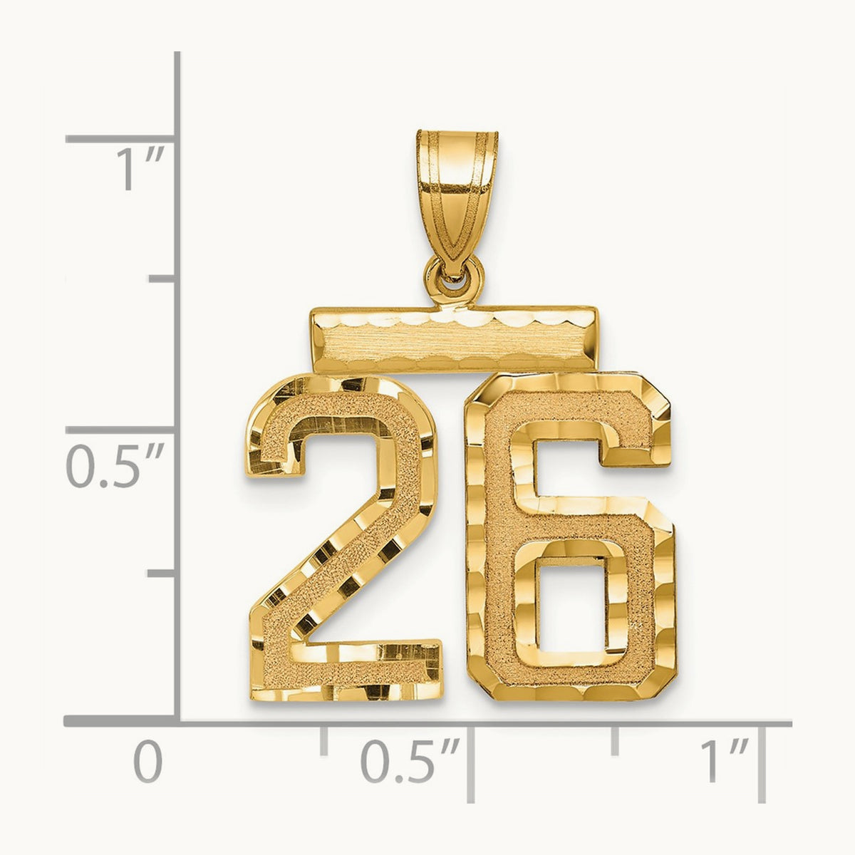 Medium Diamond-cut Number 26 Charm, 14K