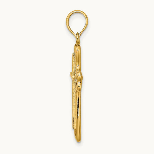 Cross w/ Heart Shaped Ends Charm, 14K