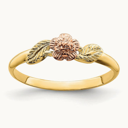 D/C Leaves w/ Flower Ring, 14K Two Tone